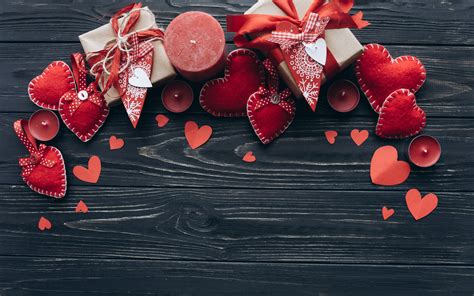 Download Wallpapers Valentines Day Red Hearts Ts Candles