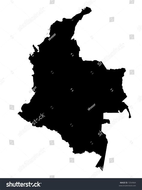 Detailed Map Colombia Black White Mercator Stock Illustration 7254964