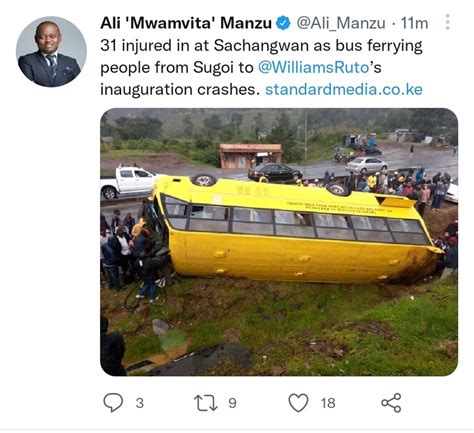 Kenya Several Injured As Bus Crashes Ferrying People To William Ruto