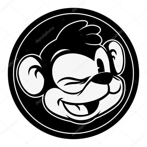 Vintage Cartoon Smiling And Winking Retro Cartoon Monkey Character In