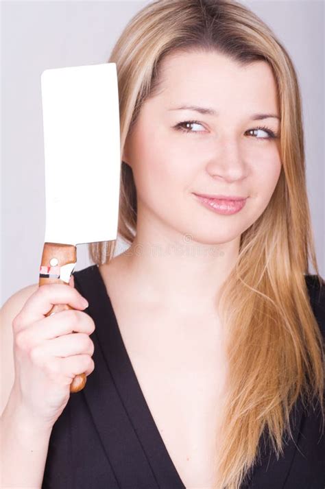Girl With A Knife Stock Photo Image Of Portrait Emotion 19964404