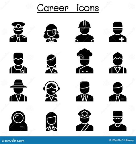 Career Occupation Profession Icon Set Stock Vector Illustration Of