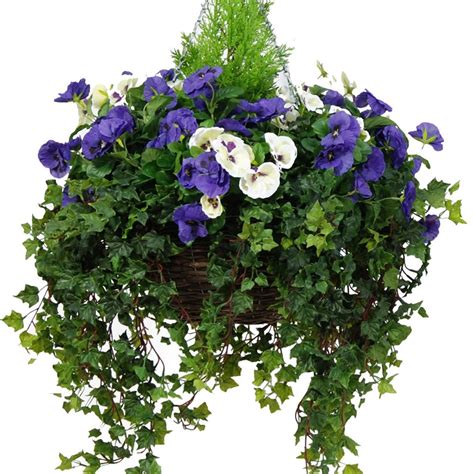 Gardenersdream Artificial Pansy Hanging Baskets In Various Colours
