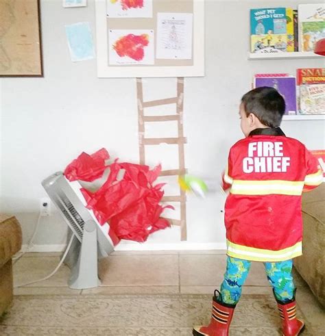 Firefighter Dramatic Play A Big Fan Red Tissue Paper And A Fire