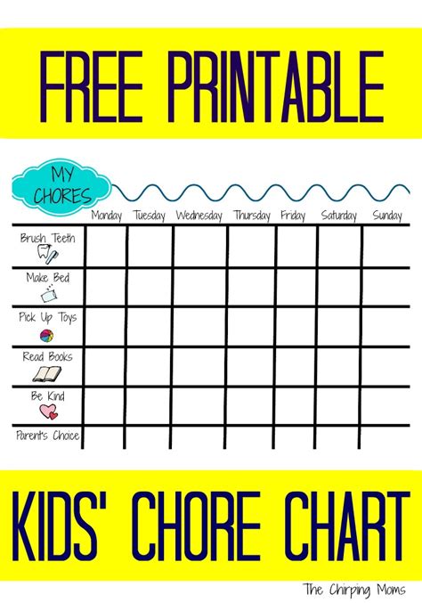 Printable Chore Charts For Kids By Age