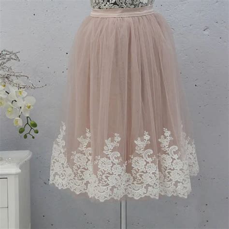 Buy Pretty Blush Pink Tulle Skirts With Appliques 2018