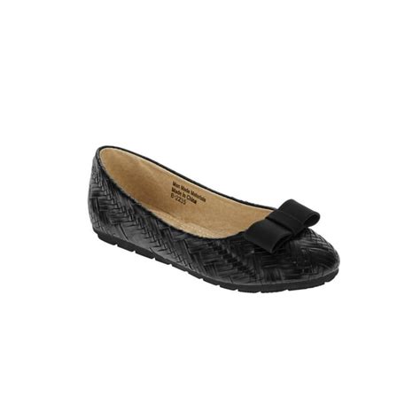 Victoria K Womens Weave Texture With Satin Bow Ballet Flats