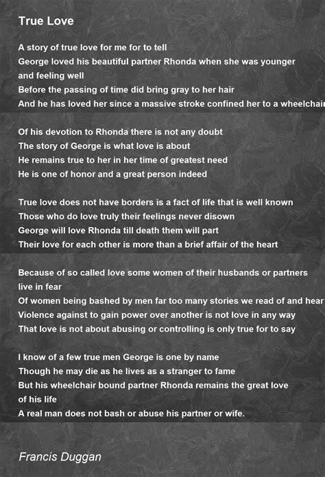 True Love True Love Poem By Francis Duggan