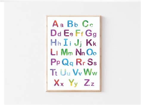 Alphabet Uppercase And Lowercase Watercolor Rainbow Playroom Décor