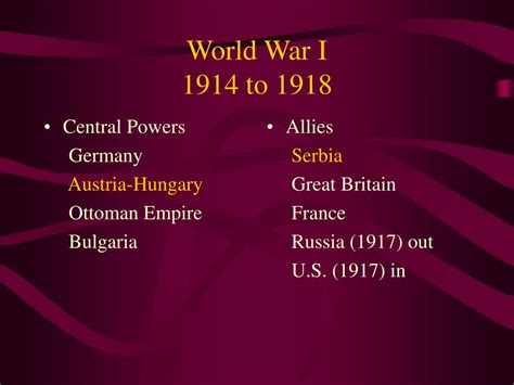 Ppt World War I 1914 To 1918 Powerpoint Presentation Free Download
