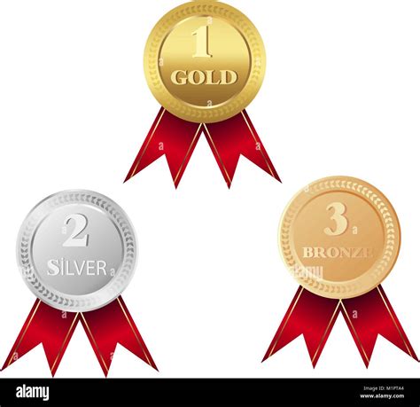 Medallas De Oro Plata Y Bronce Aislado Sobre Fondo Blanco Trofeo