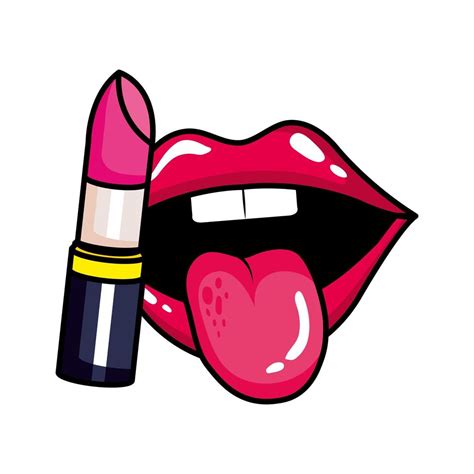 Lipstick With Sexy Mouth Pop Art Style Icon 4477492 Vector Art At Vecteezy