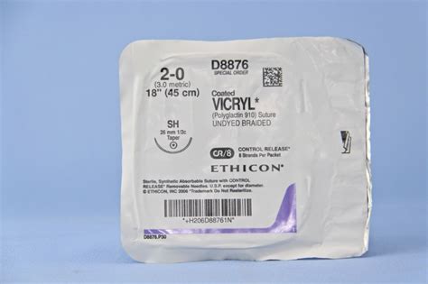 Ethicon Suture D8876 2 0 Vicryl Undyed 8 X 18 Sh Taper Cr8 8