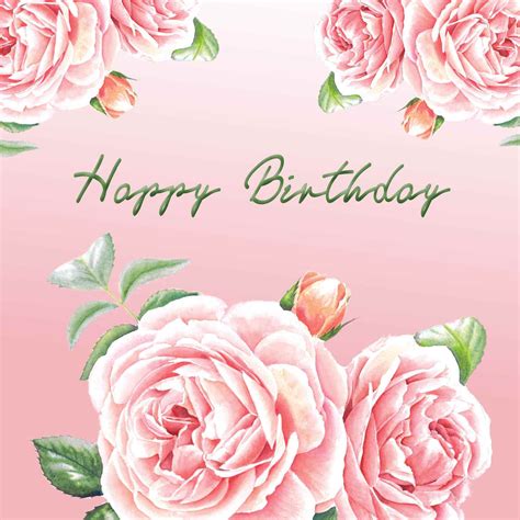 Birthday Greeting Card Beautiful Pink Roses Original Modern
