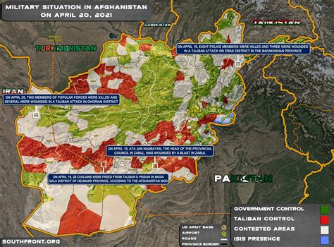 Jun 25, 2021 · hosts bill roggio and tom joscelyn discuss the taliban's massive offensive in afghanistan. Military Situation In Afghanistan On April 20, 2021 (Map ...