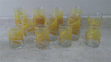 Libbey Golden Harvest Yellow Wheat Glass Set ~ 3 Sizes Cocktail Juice Water Set Of 12 Varied