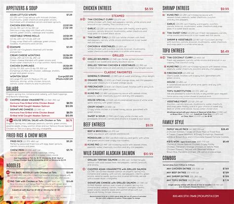 Pick Up Stix Fresh Asian Flavors menu in San Bernardino, California, USA