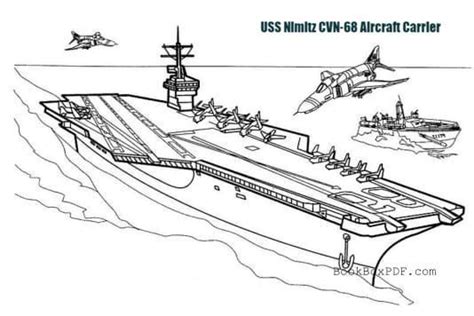 USS Nimitz CVN 68 Aircraft Carrier Coloring Page Print Free PDF In