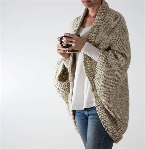 Knitting Pattern Oversized Scoop Sweater Knit Cardigan Etsy Shrug