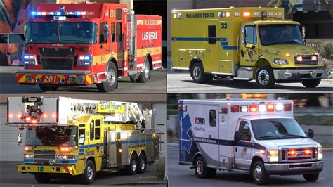 Las Vegas Multiple Fire Trucks And Ambulances Responding Structure