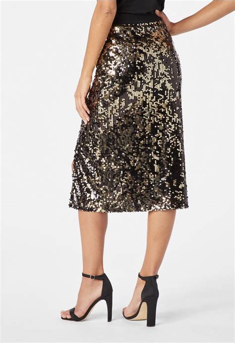Sequin Midi Skirt In Gold Get Great Deals At JustFab
