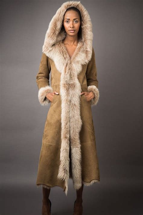 Full Length Hood Shearling Coat Sheepskin Coat Coat Shearling Coat
