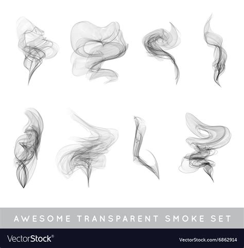 Collection Or Set Of Realistic Cigarette Smoke Vector Image
