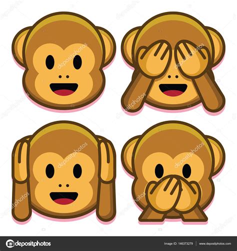 Emoji Monkeys Set Isolated On White Background — Stock Vector