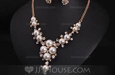 imitation pearl jewelry loading alloy rhinestones pearls ladies sets nice jjshouse
