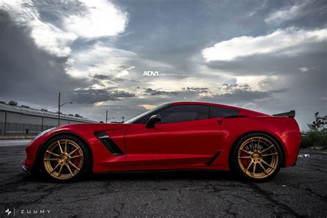 Red Z06 Corvette On Bronze Adv1 Custom Rims — Gallery