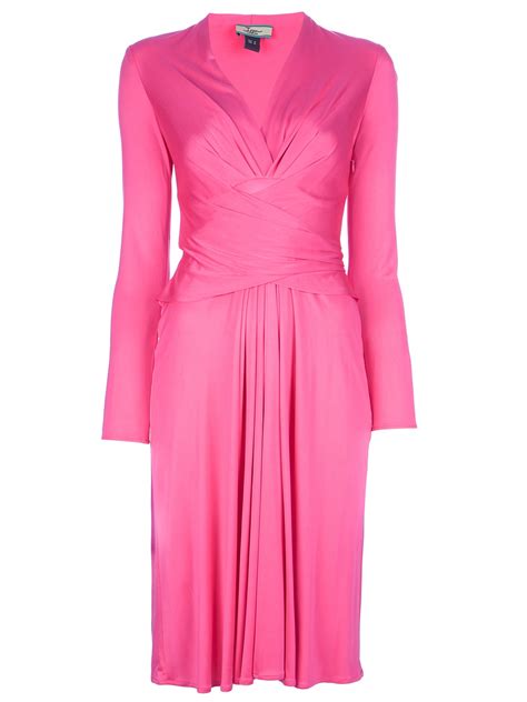 Issa Long Sleeve Wrap Dress In Pink Lyst