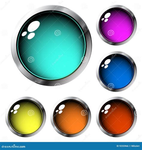 Glossy Buttons Stock Vector Illustration Of Chrome Illuminated