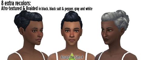 Around The Sims 4 Braided Bun With For Straight And Afro Hair Sims 4