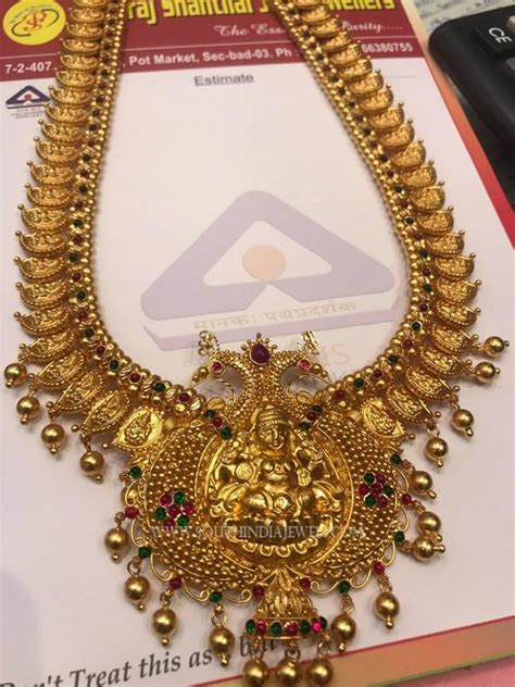 Gold Antique Lakshmi Haram South India Jewels