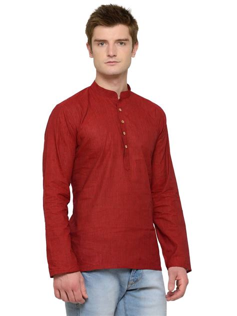 Red Plain Short Kurta For Men Rg Designers 2205029