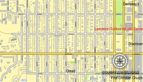 Lawrence Kansas Us Printable Vector Street City Plan Map Full