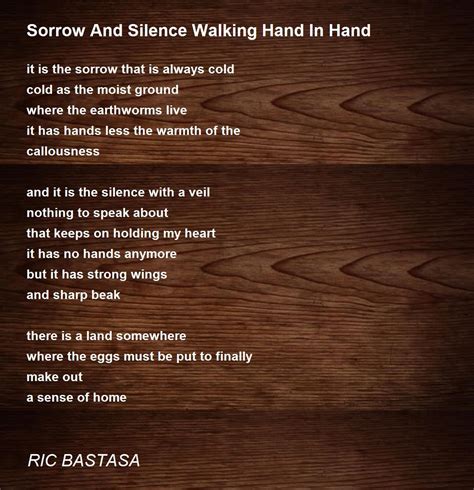 Sorrow And Silence Walking Hand In Hand By Ric Bastasa Sorrow And
