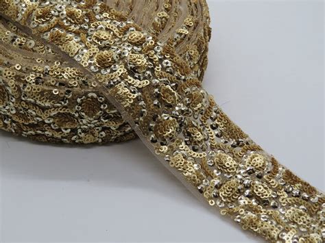 Sequin Beaded Indian Trims By The Yard Embellishment Laces Etsy