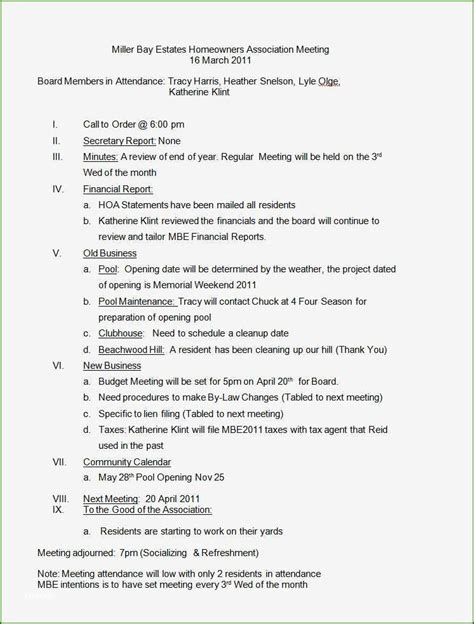 Hoa Meeting Agenda Template