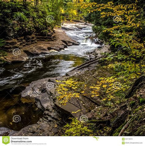 Peaceful Autumn Waterfall Stock Photo Image 63173672