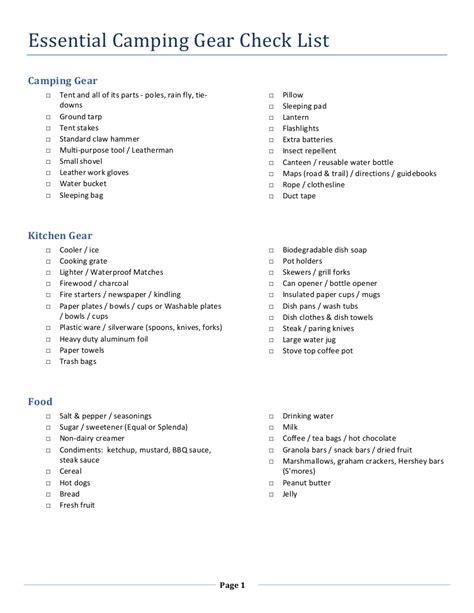 Camping Checklist Examples Format Pdf Examples