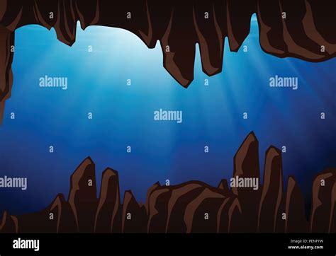 An Underwater Cave Scene Illustration Stock Vector Image And Art Alamy