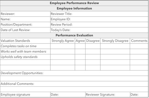 Simple Employee Evaluation Template