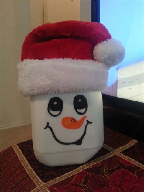 Snowman Milk Jug Snowman Crafts Diy Milk Jug Crafts Christmas Crafts