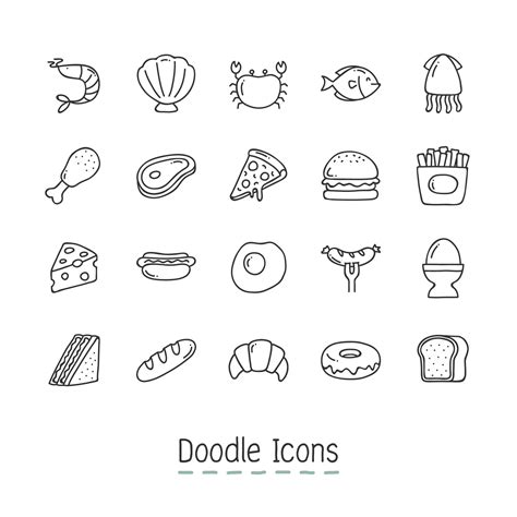 Vector Eps Restaurant Menu Food Doodle Icons Clipart Scrapbook Set My
