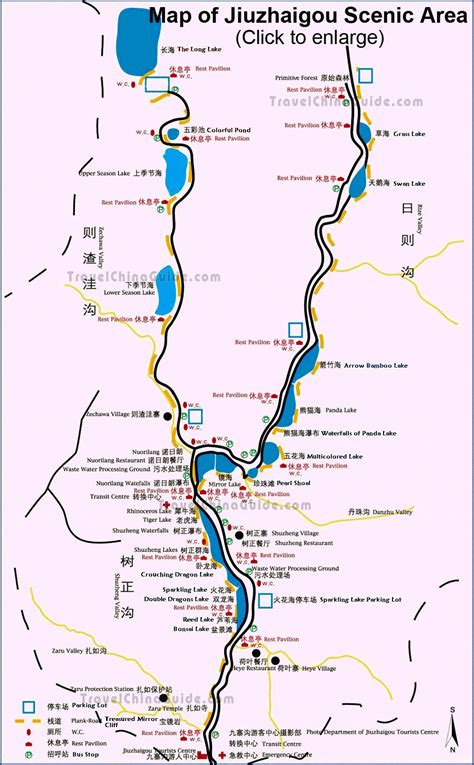 Map Of Jiuzhai Valley Jiuzhaigou Tourist Map Sichuan