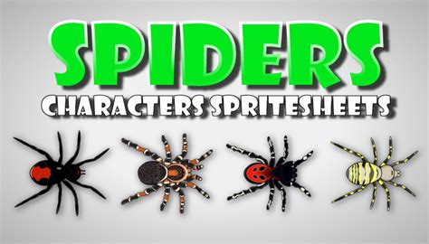 Spiders Characters Spritesheets Gamedev Market