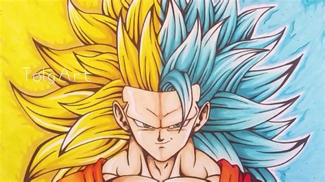 Drawing Goku Super Saiyan 3 Super Saiyan Blue 3 Tolgart Youtube