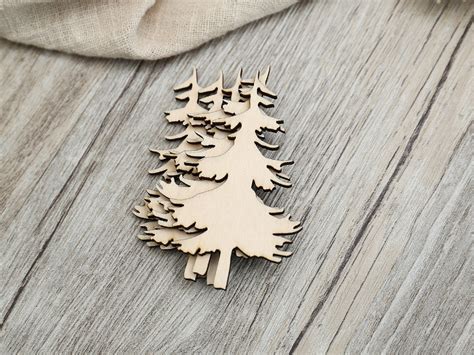 Wooden Pine Tree Cut Outs Plan Shape For Scrapbooking Diy Etsy