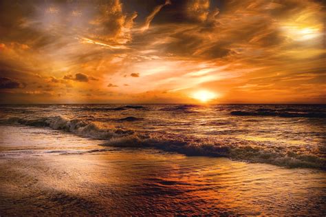 Orange Sunset Over The Ocean Hd Wallpaper Background Image 1920x1276
